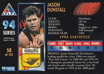 1994 Dynamic AFLPA #58 Jason Dunstall Back